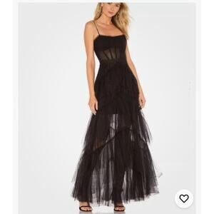 BCBGMAXAZRIA Tulle Gown Strapless Tiered Size 0 NWT No Return Tag whimsy goth